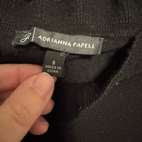 Black Mockneck Sweater with Sheer Polka Dot Sleeves - Picture 2 of 3